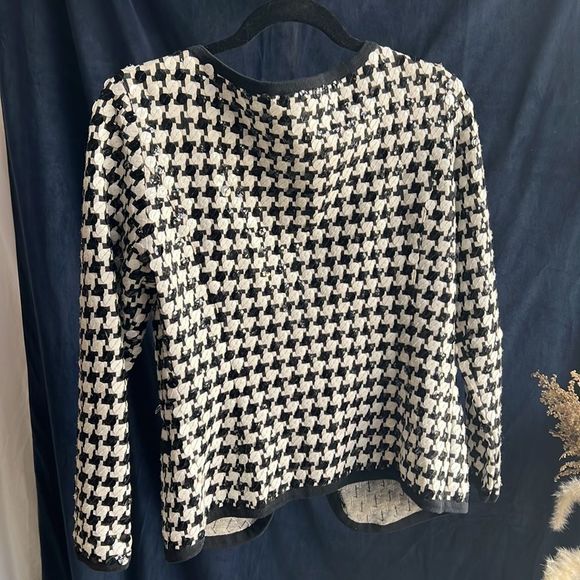 Adrienne Vittadini Black White Sequin Cardigan, Size Small Rare Brand Find - Picture 4 of 4